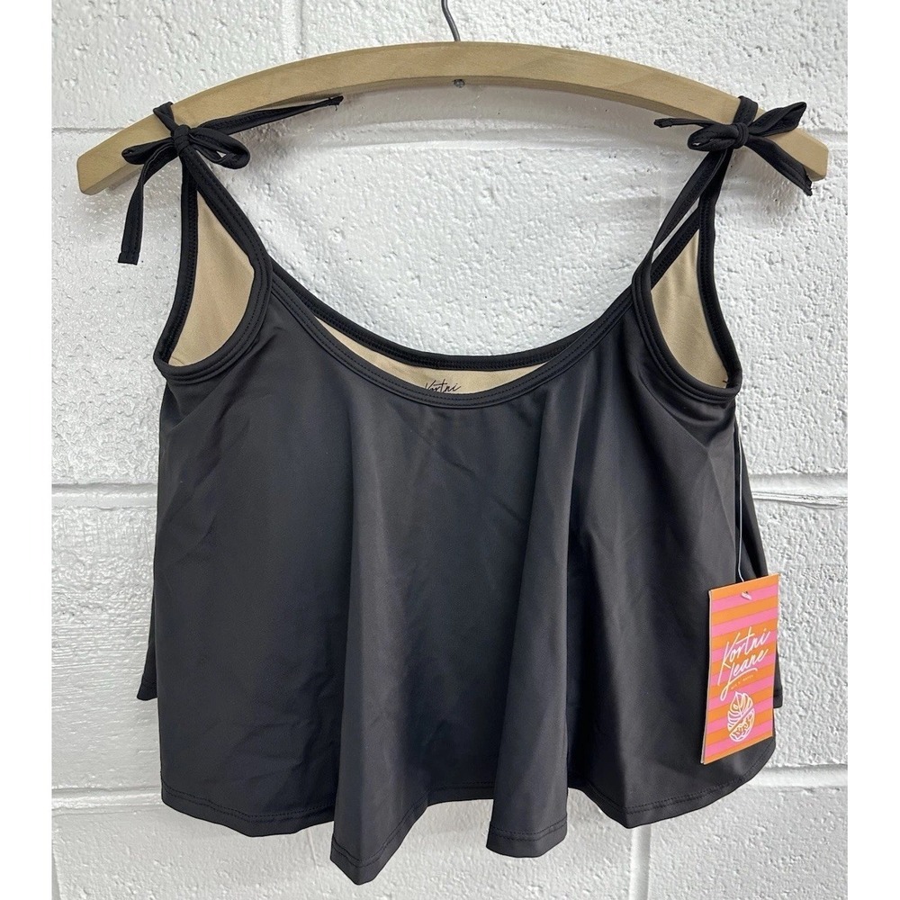 Kortni Jeane Swimsuit Top Black Swing Tankini Tie Padded / Women's Extra Small